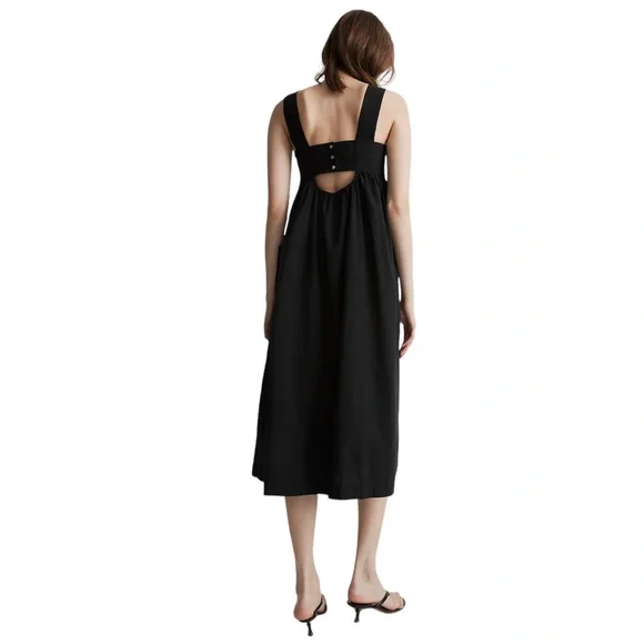 MADEWELL Cutout-Back Empire Cotton Midi Dress in Black SOLD - Picture 3 of 10